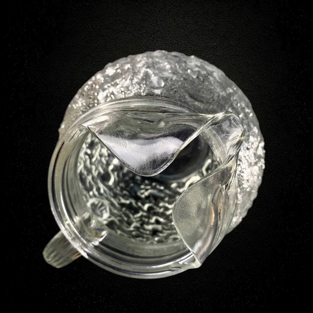 Anchor Hocking Milano Clear‎ Glass Pitcher 1960s Crinkle Textured